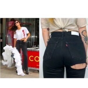 ✅ Re/Done x Levi’s Jeans Butt Slit Distressed Straight Leg in Black